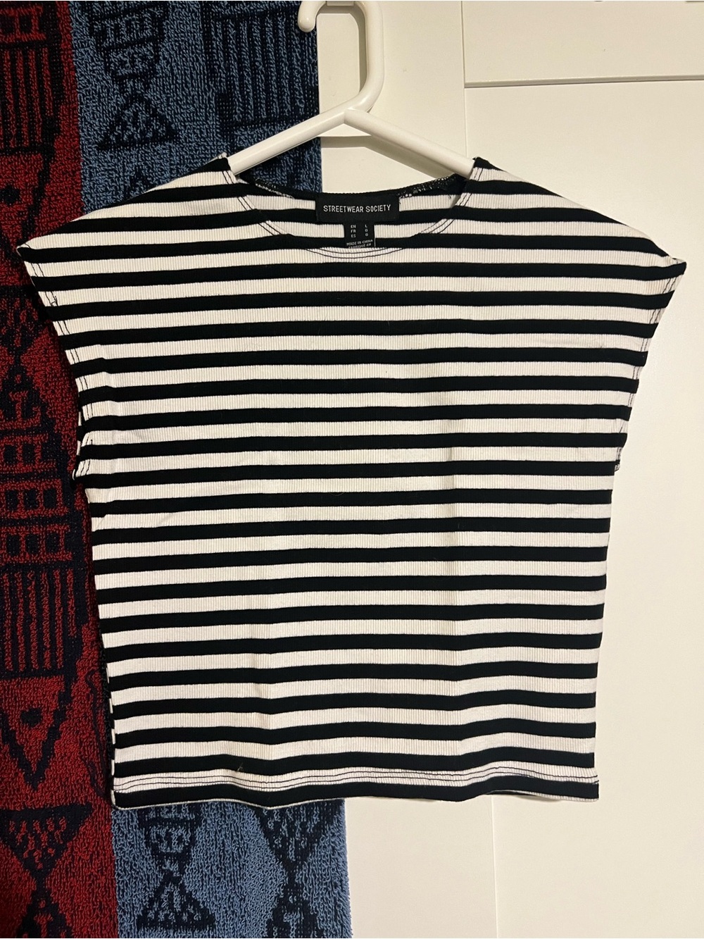 Streetwear Society Black & White Striped Cap Sleeve Tee